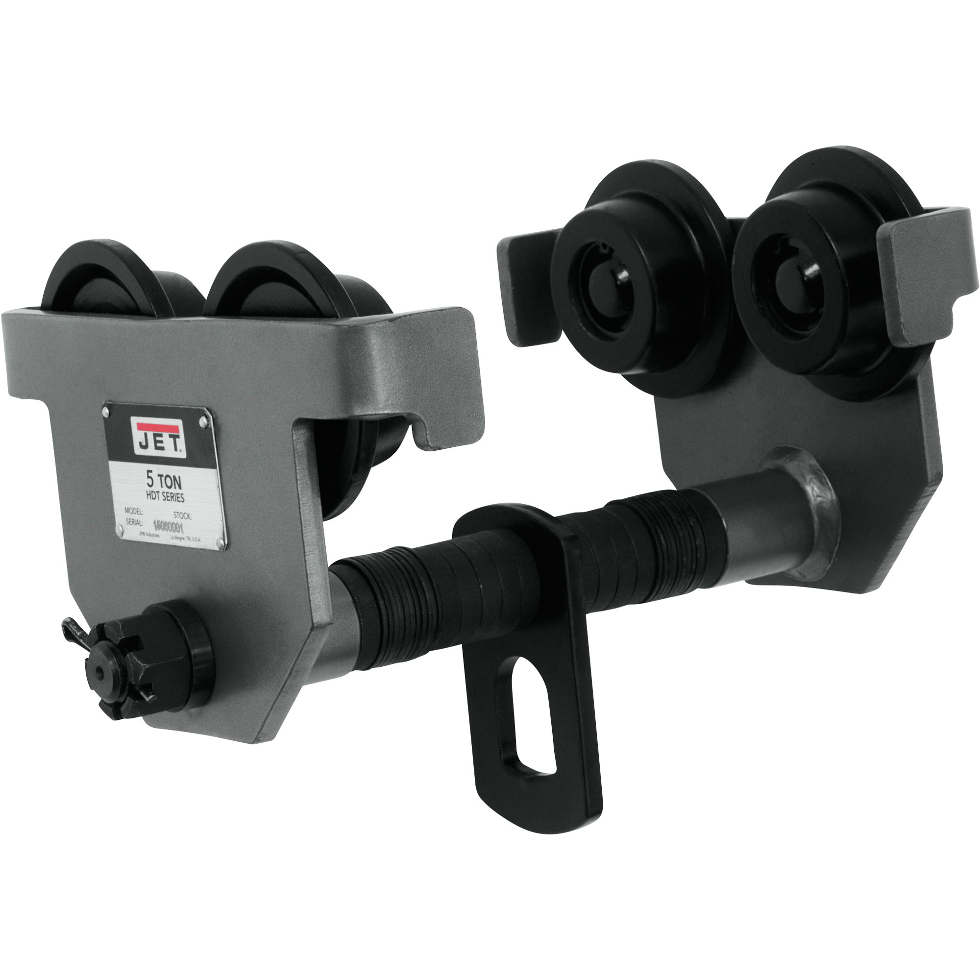 JET HDT Series Manual Trolley, 5-Ton Capacity, Fits 4 5/8in.W-8in.W Beams, Model# 5-HDT